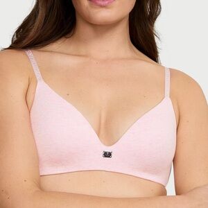 Victoria's Secret Cotton Logo Hardware Lightly Lined Padded Wireless Bra Sz 36D